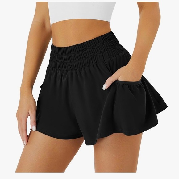 FireSwan High-Waisted Athletic Shorts – Black – Size Large – NWT - Picture 1 of 4